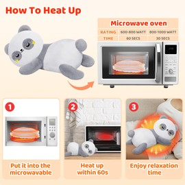 Microwavable Panda Stuffed Animals Unscented 1.3 lbs Volcanic Rock Heating Pad 50-Minute Lasting Warmth Perfect Fit Heatable Plush for Period Cramps Menstruation Stress Relief Gifts Girls Women