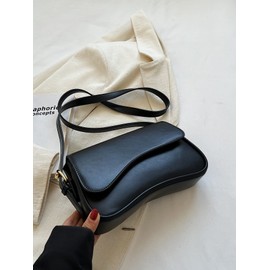 Verdusa Women's Flap Underarm Shoulder Bags PU Leather Crossbody Bag Black One-Size