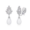 QUKE Women's Leaf Shape Cubic Zirconia Crystal Artificial Pearl Earrings