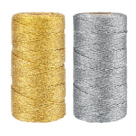 G2PLUS 200 m Gold and Silver Metallic Cord, 1.5 mm Cord Twine DIY Craft Cord, Packaging Cord for Gift Paper, Decoration, Crafts