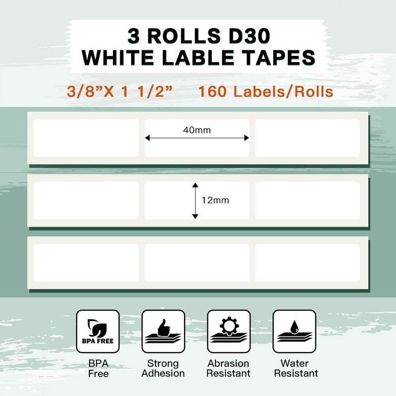 Phomemo D30 Label, 3 Rolls of Phomemo D30 Label 12mm