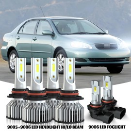 SHENKENUO For Toyota Corolla 2005-2008 - 6x 6000K Led Headlight Hi-Lo Fog Bulbs Combo Kit