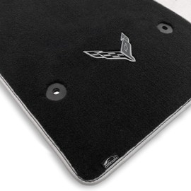 Lloyd Mats Custom-Fit Carpeted Floor Mats Premium Luxury Car Floor Liners for Corvette C8 2020-ON Coupe & Convertible (Charcoal, 2PC Single Logo) - (Chrome Corvette)