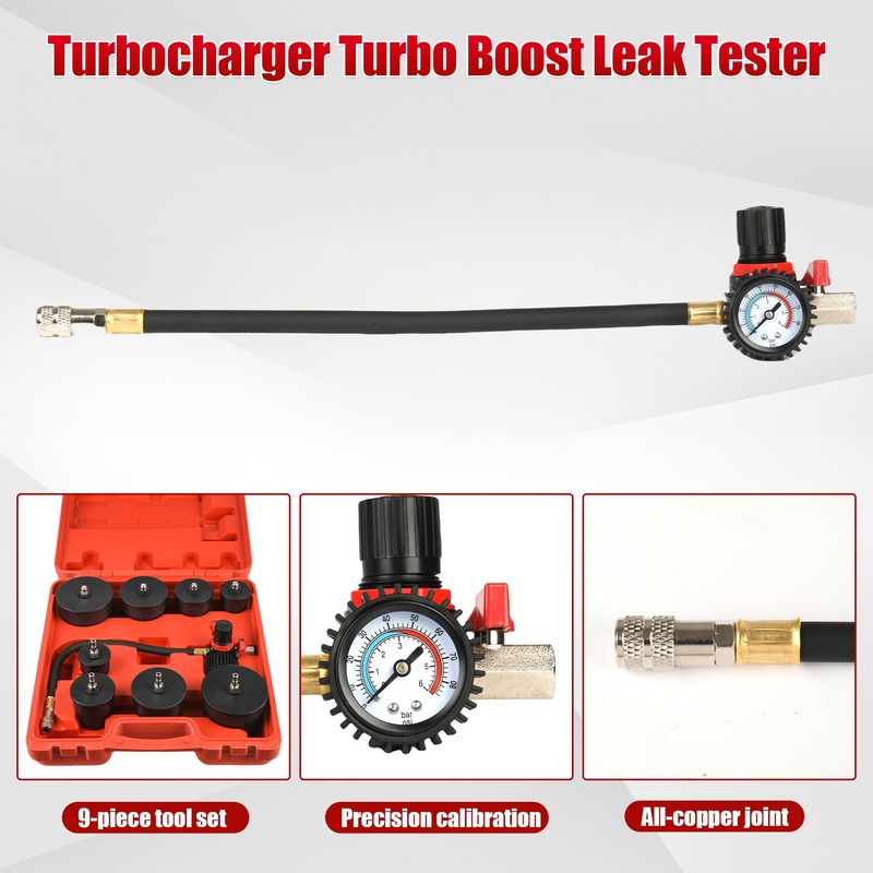 WUODAO 9-Piece Turbo System Leakage Tester Set Turbocharger Turbo Boost