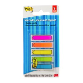3M Post-it Banderitas Adhesivas Flechas, colores Neón, 5 blocks con 20 banderitas cada block