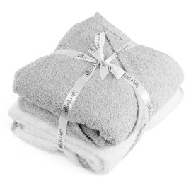 GEEZY Set of 2 Hooded Baby Bath Towel 100% Cotton Soft Absorbent Bath Wrap Newborn Essentials Baby Boy Girl Shower Gifts Grey & White