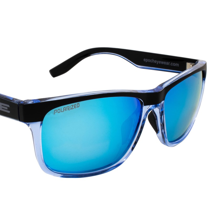 Epoch Delta 2.0 Sport Polarized Sunglasses Crystal Blue Black Frame