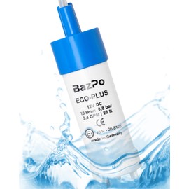 BAZPO 12V Submersible Water Pump - German Made (3.4GPM / 26ft.) | Portable RV Water Pump - Works with Electric Switch in 12V Faucets | 12 Volt Small Water Transfer Pump for Camper, Marine, Jerry Can