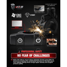 MZS ATV Mirrors, Motorcycle Rear View Side Mirror with CNC Handlebar Mount Hawk-Eye Convex Black Universal Compatible with Motorbike Street Adventure Dirt Bike Ebike Snowmobile Scooter Moped ATV's