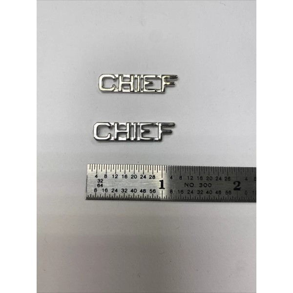 Chief- Silver Police Collar Brass - Pin and Clutch Backing