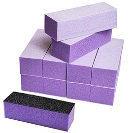 Karlash 10 unidades de pulidor de uñas pulidor de bloque de lijado 100/180 (morado y blanco)