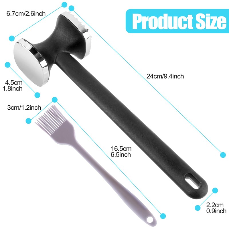 PUWOWYE Meat Tenderiser Double-Sided Cutlet Tenderiser Smooth 22 cm, Meat