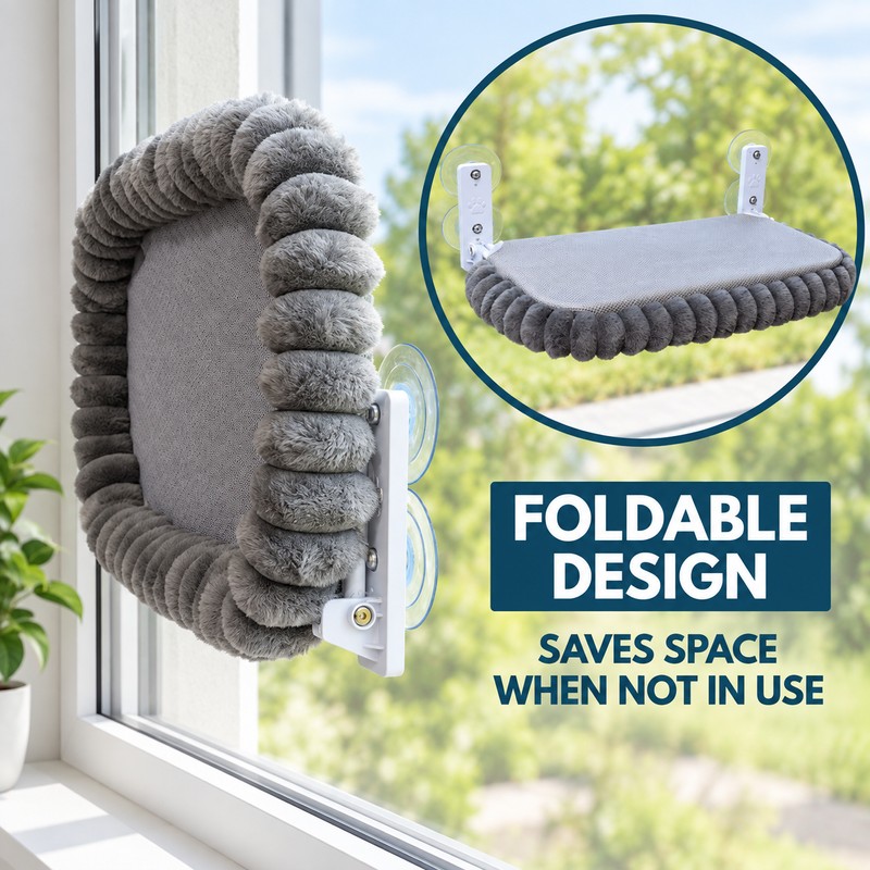 Cat Window Hammock for Indoor Lounging – Foldable Suction Cup