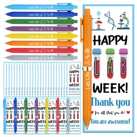Gersoniel 24 Sets Lab Week Gifts Laboratory Pens Bulk Lab Tech Gifts with Thank You Cards Zip Ties Cute Funny Black Ink Ballpoint for Laboratory Workers Medical Assistant Nursing Staff Supplies
