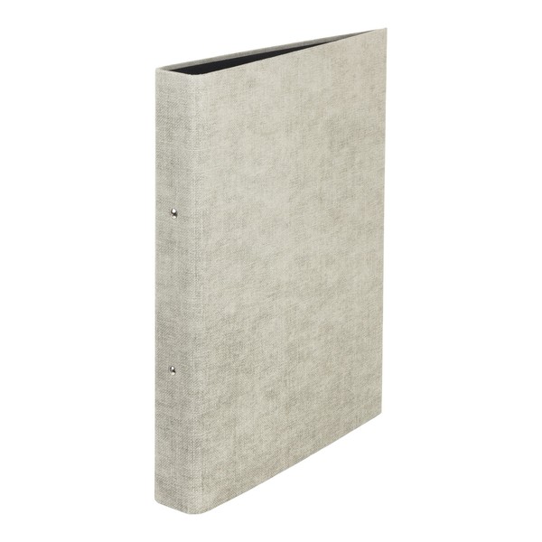 Bigso Box of Sweden Ring Binder - Narrow Fibreboard and Linen Effect Document Organiser - Document Holder for Papers, Transparent Pockets or Dividers - Grey
