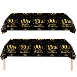 60th Birthday Table Decoration,2pcs Black Gold 60th Table Cloth,Happy 60th Birthday Tablecloth for Men Women ,137*274cm Plastic Tablecloths Table Cover 60th Birthday Decorations for Him Her