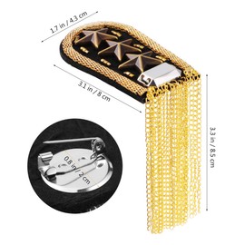 Shoulder Epaulettes Medal Badge Tassel Shoulder Badge Metal Blazer Shoulder Epaulettes Unisex 1 Pair, golden