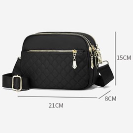 Nylon Crossbody Bolsas para Mujeres Bolsos y Bolsos Bolsos Mensajero Casual Mujeres Bolso Crossbody Negro (Negro+Patrón de diamantes)