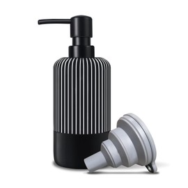 Black Soap Dispenser for Kitchen, Modern Plastic Dish & Hand Soap Dispenser with Pump for Bathroom, Refillable Liquid Soap & Lotion Dispenser (380ml/13oz)