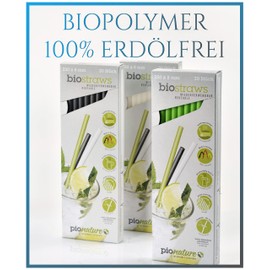 MAGU 20 x Reusable Biopolymer Drinking Straws Green Organic Plastic Reusable Straws 25 cm Pack of 20