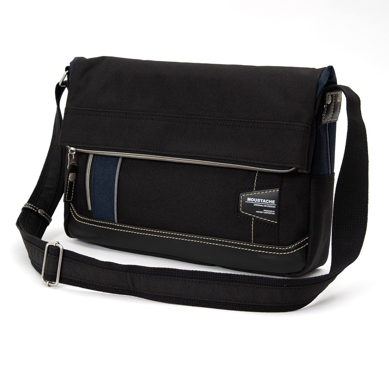 Mustache JLG-4662 Shoulder Bag, Fold-In Mouth, Cross-body, Black