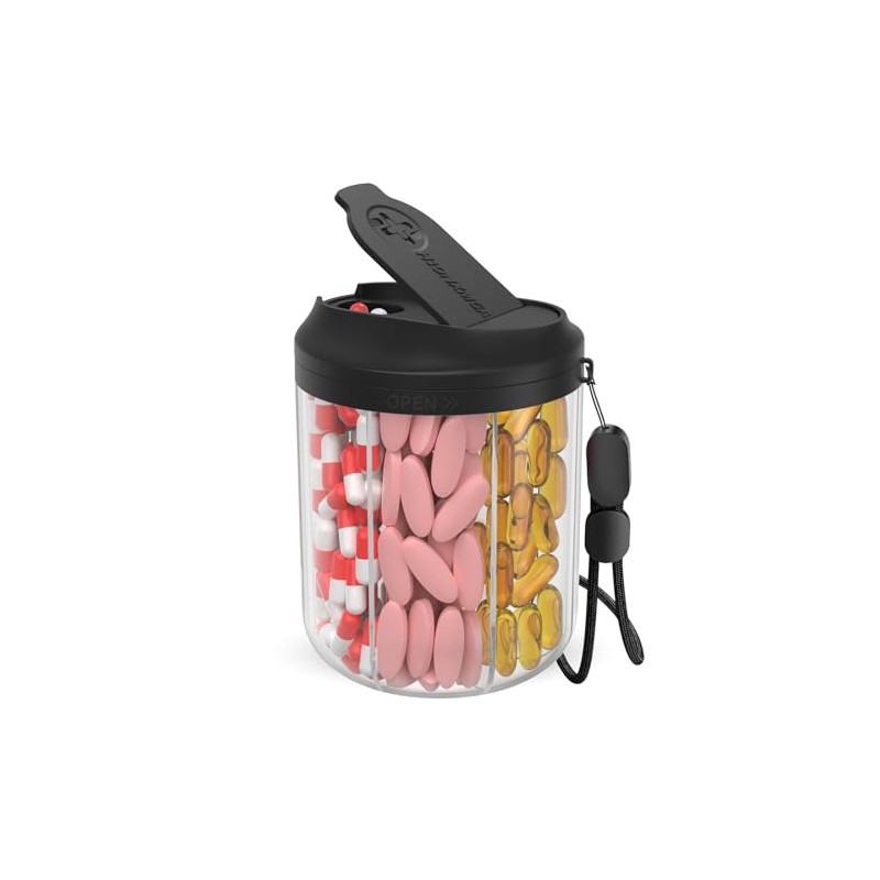 HIONXMGA Travel Pill Organizer with 7 Compartments