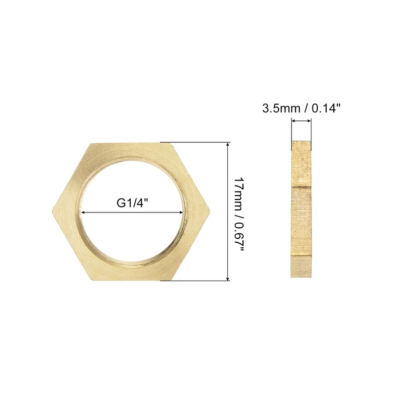 sourcing map G1/4 Pipe Fitting Hex Lock Nut Locknut Female