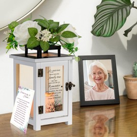 HN HAIINAA Memorial Lantern Sympathy Gift Bereavement Gift Idea with Sympathy Rose Flowers for Loss of Loved One Memorial Gift for Loss of Mother Father Brother Sister Husband