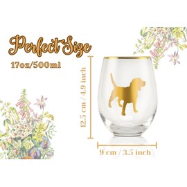 Onebttl Beagle Gifts for Women/Men, Beagle Lover Gifts, 17oz Stemless Wine Glass