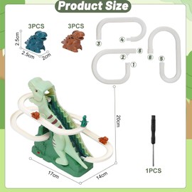Dinosaur Climbing Slide Toy with 6 Dinos, Electric Dino Slide Track with Light and Music, Dinosaur Climbing Stairs Toy, Dinosaur Roller Coaster Toy, Dinosaur Climbing Toy