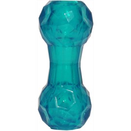 Rosewood tough puppy toy dumbbell shaped treat dispenser dog toy for small dogs and puppies made of tough material, mint scented, blue