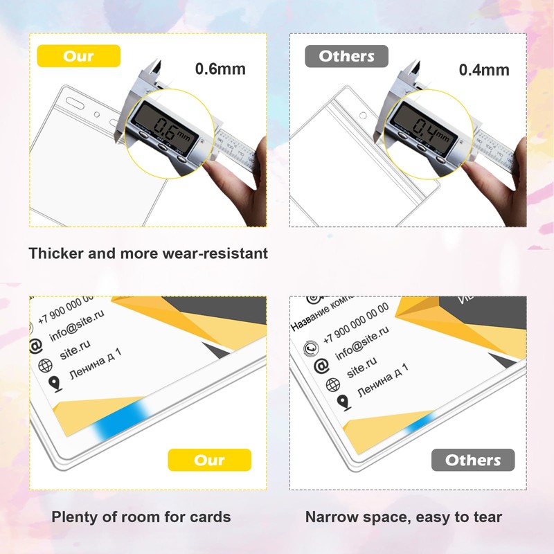 100 Pack Horizontal Card Protector 4x3 Inch Clear ID Holder