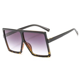 Dollger Square Oversized Sunglasses for Women Men Fashion Big Black 70s Sunglasses Shades Leopard