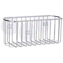 iDesign Shower Caddy Suction, Bathroom Metal Storage Shelf with Vacuum Caps, No Drilling required
