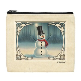 Front Porch Christmas Decorations Classic Winter Scene Snowman 2-Pack Cosmetic Accessory Bags
