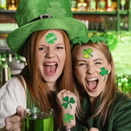 winthrop 100 Pcs Shamrock Temporary Tattoos for Kids, Safety Waterproof Tattoos, Best Choice for St. Patrick's Day Parade and Irish Party, Shamrocks Irish Flags Beer Mugs (12 Sheets)