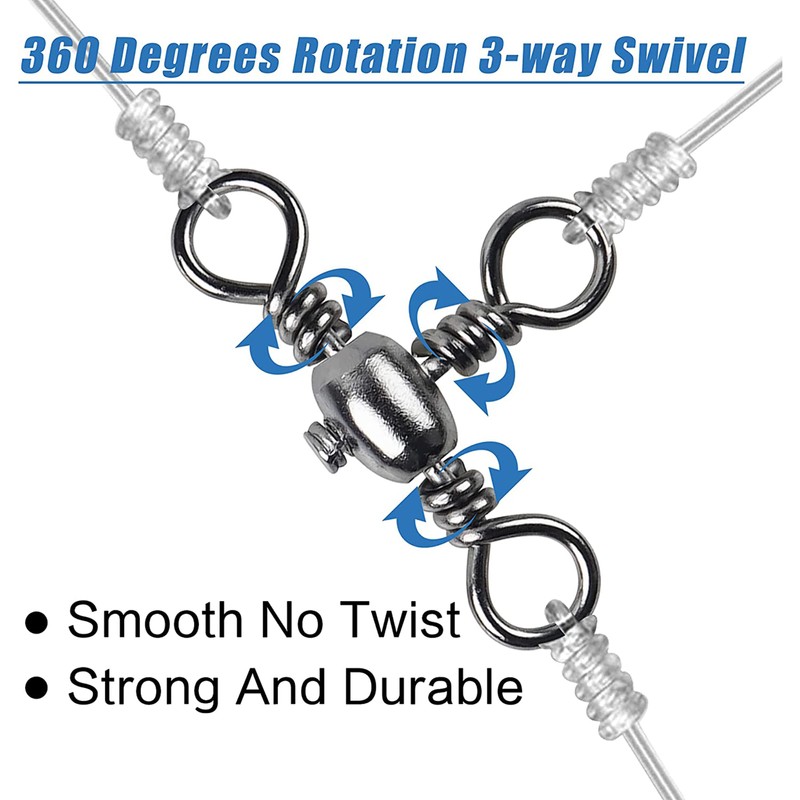 Three Way Cross-line Fishing Swivels T-shape Swivel Connector Barrel Swivels