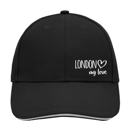 Huuraa London My Love Unisex Cap Size for All Fans of London Great Britain Gift Idea for Friends and Family, Black/Light Grey