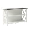 Walker Edison Solid Wood Farmhouse Storage Console, 30 Inch, White/Grey