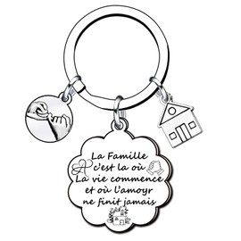 XQXQXZ Schlüsselanhänger Familie Baum des Lebens Haus Familie graviert personalisierte Puzzle-Anhänger teilbar Schlüsselanhänger Edelstahl Geschenk Liebe Muttertag Vater Geburtstag, silber, Large