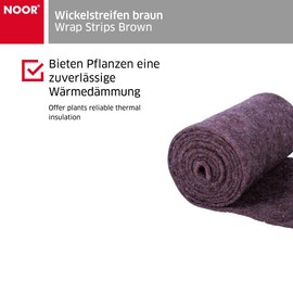 NOOR Wickelstreifen aus Schafwolle 20 x 200cm I Braune Winterschutzmatte für Topfpflanzen I 100% Naturfaser-Frostschutz für Pflanzen I Vernadelt I ca. 4mm Stärke