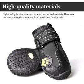 CovertSafe& Dog Boots for Dogs Non-Slip, Waterproof Dog Booties for Outdoor, Dog Shoes for Medium to Large Dogs 4Pcs with Rugged Sole Black