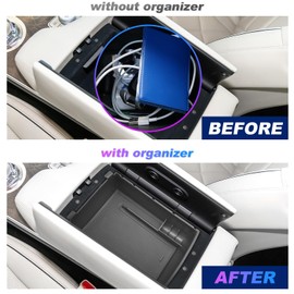 SXCY for 2025 Genesis GV80 Center Console Organizer for Genesis GV80 Accessories 2025 GV80 Front Console Tray 2025 GV80 Armrest Console Organizer(Black Mats)