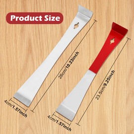 Hogurin 2pcs Flat Pry Bar, Stainless Steel Pry Bar Scraper Set, Pr-y Tool Mini Crowba-r Tool, Nail Puller Carpentry Tools, Multipurpose Tool for Scraping Pulling Lifting Kitchen Remodel(Red + Silver)