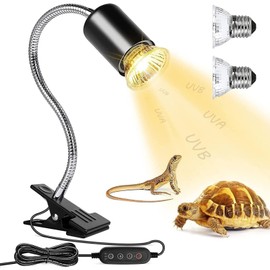 GFHGJH lampara para tortuga，lampara UVB/UVA para tortugas，Con interruptores de luz y temporizador ajustables，Se puede girar 360 grados，Con accesorios de clip，Apto para tortugas y reptiles