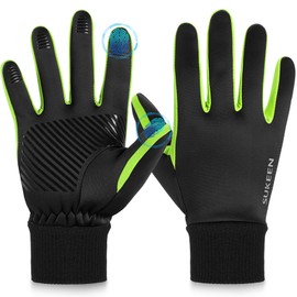 Sukeen Cycling Gloves Men Women Winter Gloves Touchscreen Gloves Thermal Gloves Driving Gloves Warm Black Gloves Sports Gloves for Cycling Running Hiking (Green, L)