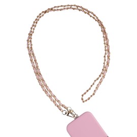 AHABIPERS Phone Lanyard Neck Strap, Purse Chain Strap Microfiber Leather&Metal Lanyard, Universal Phone Chain for Smart Phone Cases, Handle Shoulder Crossbody Handbag Bag Metal Chain Strap - Pink