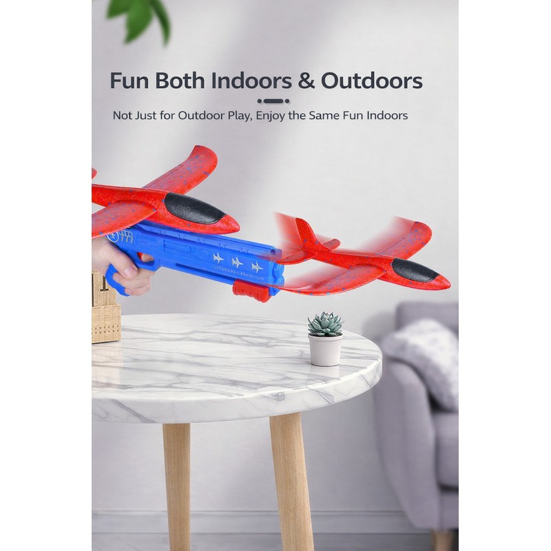 Foam Glider Launcher Toy, Kids Outdoor Flying Airplane Set, 13.2''