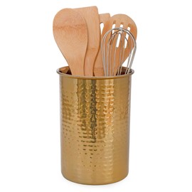 Darware Hammered Gold Kitchen Utensil Holder / 7-Inch Tool Caddy, Store All Your Wooden Spoons, Spatulas, & More