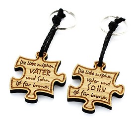 Lieblingsmensch Lieblingsmensch Schlüsselanhänger Partnerset aus Holz - Modell: Die Liebe zwischen. (Vater/Sohn) Keyring, 12 cm, Brown (Braun)